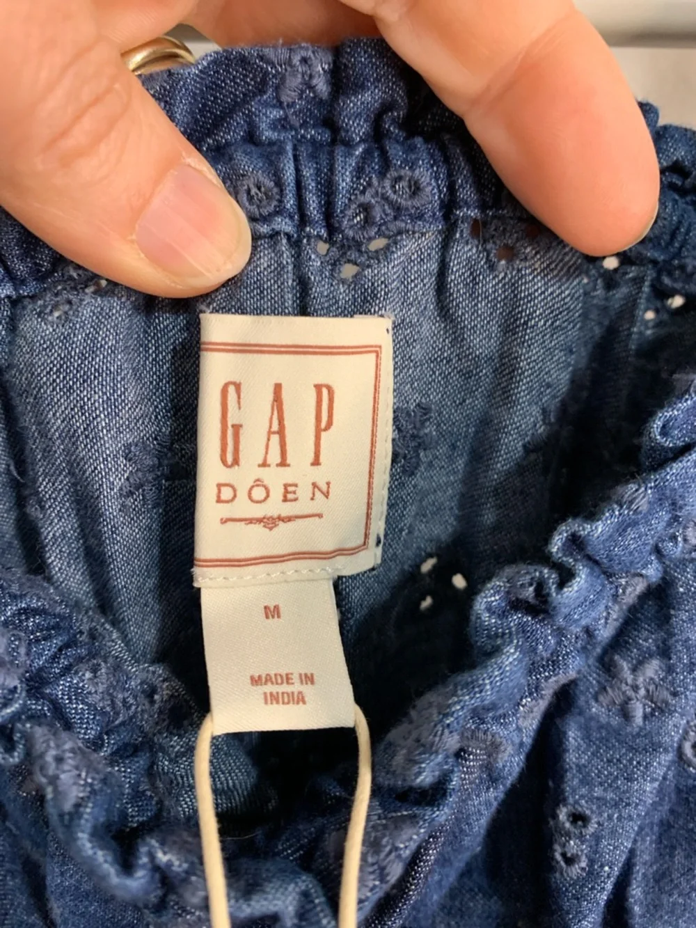 GAP Blue Eyelet Smocked Maxi Dress - Picture 2 of 11